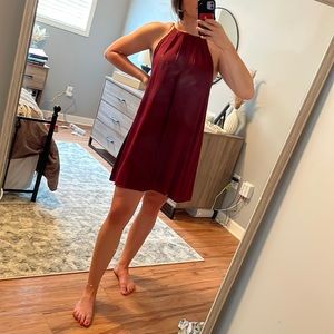 Maroon High Neck Dress